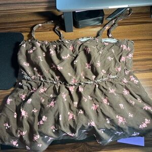 No Boundaries Brown and Pink Floral Camisole